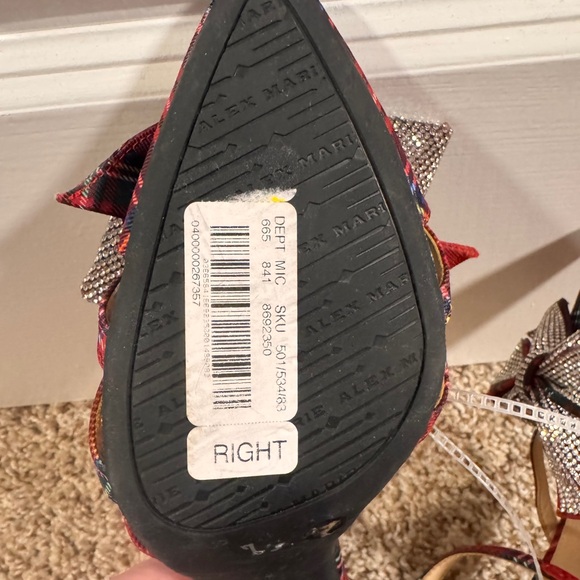 Alex Marie Carmela Tartan Plaid Rhinestone Bow Heels $129 NWT 9.5 - Picture 10 of 11